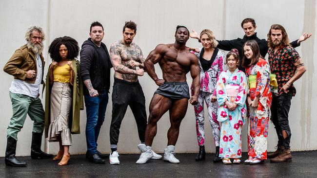 <i>Mortal Kombat</i> hopefuls Sean Perry, Pontsho Nthupi, Adam Muscat, Najib Melky, Kwame Duah, Emma Gordan-Smith, Lana and Nina Yokoyama, Adam Ovadia and Nicholas Prippenow. Picture: Matt Turner