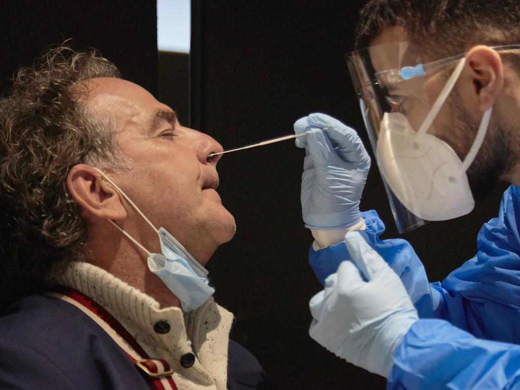 The passenger of a flight from South Africa is tested at Amsterdam Schiphol Airport on in Amsterdam, Netherlands. Picture: Pierre Crom/Getty Images