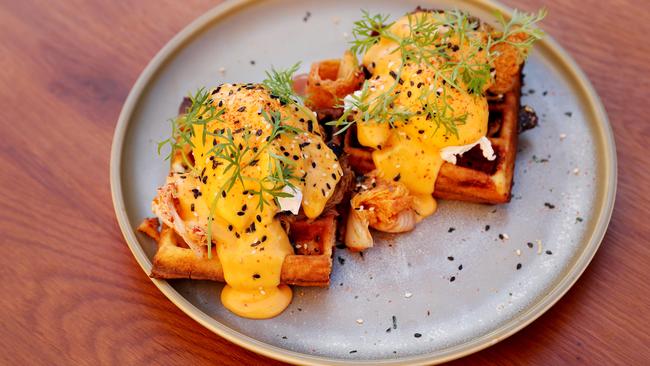 The eggs Benedict at Six Feet Under in Newstead. Picture: Tara Croser.