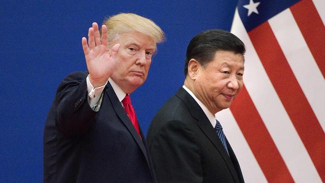 Donald Trump and Xi Jinping in Beijing in November 2017. Picture: AFP