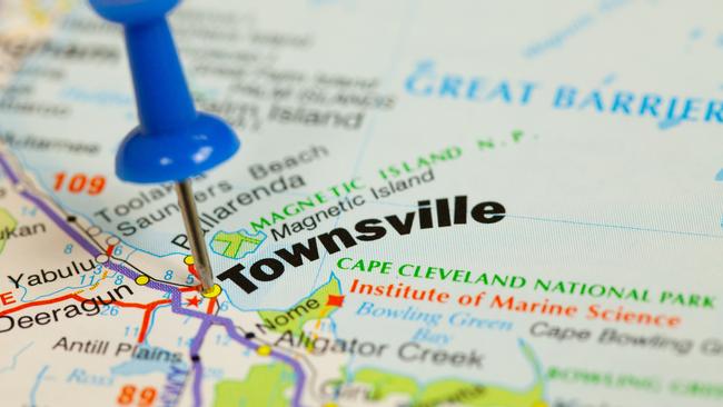 Generic map. Townsville, Queensland located by a blue push pin on a map. Picture: CraigRJD/istock