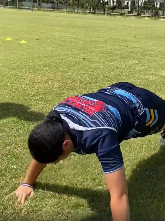 Parkwood Sharks rugby league club and their weekly exercise challenge.