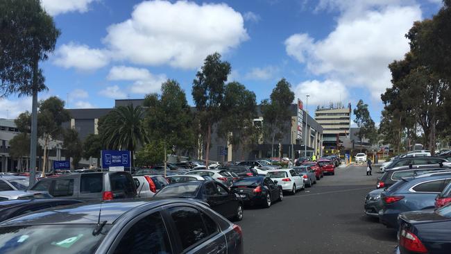 Shoppers caught in a traffic jam to leave Westfield Doncaster.