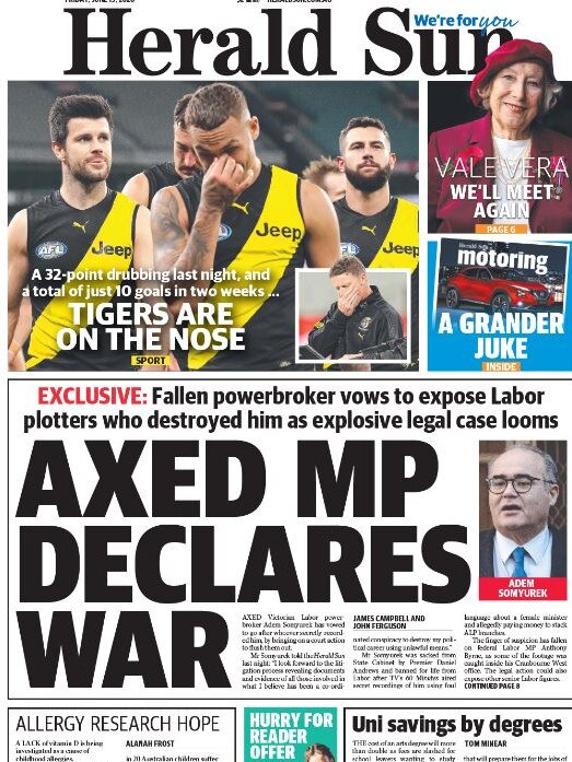 Herald Sun front page on June 19.