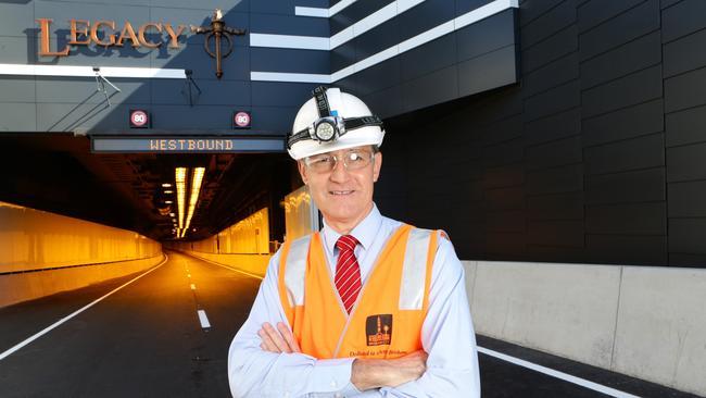 Lord Mayor Graham Quirk inside the Legacy Way tunnel. Picture: Darren England