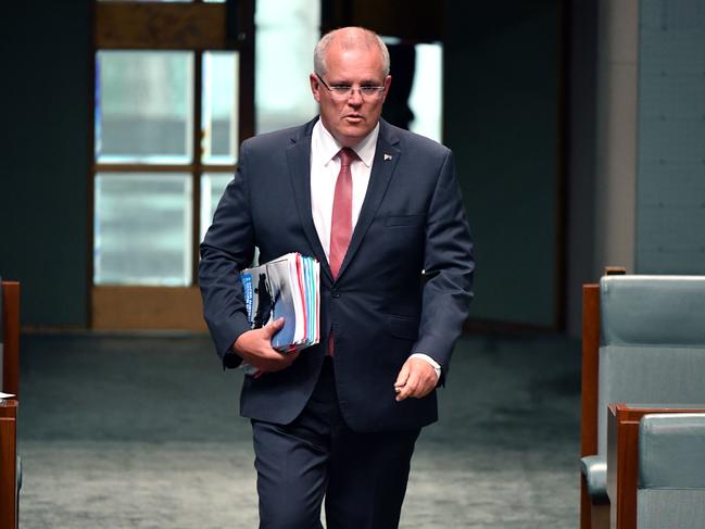 Prime Minister Scott Morrison arrives for Question Time in the House of Representatives at Parliament House in Canberra, Monday, February 18, 2019. (AAP Image/Mick Tsikas) NO ARCHIVING