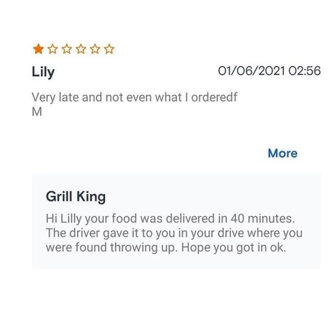 Grill King surely gave this customer a grilling. Picture: Instagram/takeawaytrauma