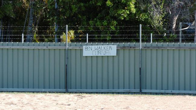 The sandpit named after Ben Walker, outside the Cowboys’ old stadium in Townsville. Picture: Cameron Laird