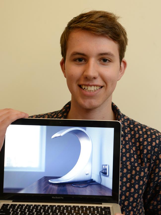 Williamstown High School student Michael Gibbon, 17, has had his lamp design chosen for Melbourne Museum's Top Design exhibition. Picture: Kris Reichl