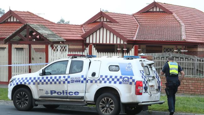 Police have cordoned off the house. Picture: David Crosling