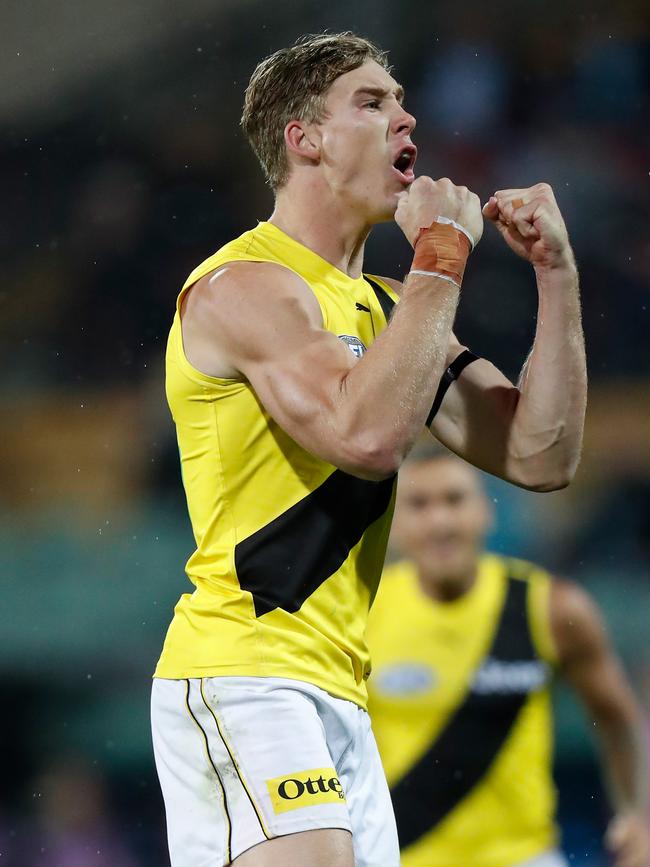 Tom Lynch was targeted by Power players but he made a big statement early in the third term. Picture: Michael Willson/AFL Photos