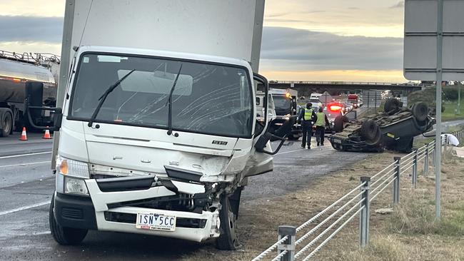 A white van sustained damage to its left hand side, after allegedly driving erratically. Picture: Alan Barber