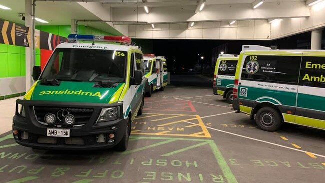 Ramping at the Royal Adelaide Hospital in July. Picture: Phil Palmer / Ambulance Employees Association