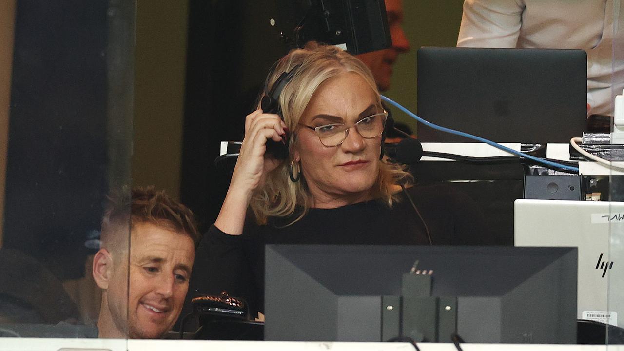 Laidley in the Triple M commentary box on Friday night. Photo by Michael Klein