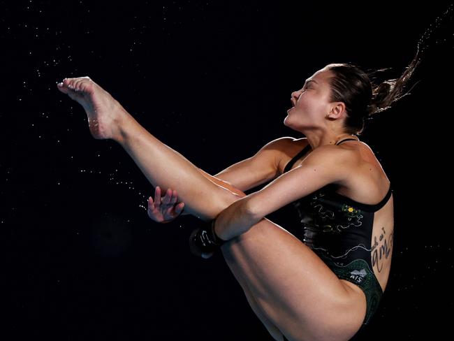 DOHA, QATAR - FEBRUARY 05: Melissa Wu of Team Australia competes in the Women's 10m Platform Final on day four of the Doha 2024 World Aquatics Championships at Hamad Aquatic Centre on February 05, 2024 in Doha, Qatar. (Photo by Adam Pretty/Getty Images)