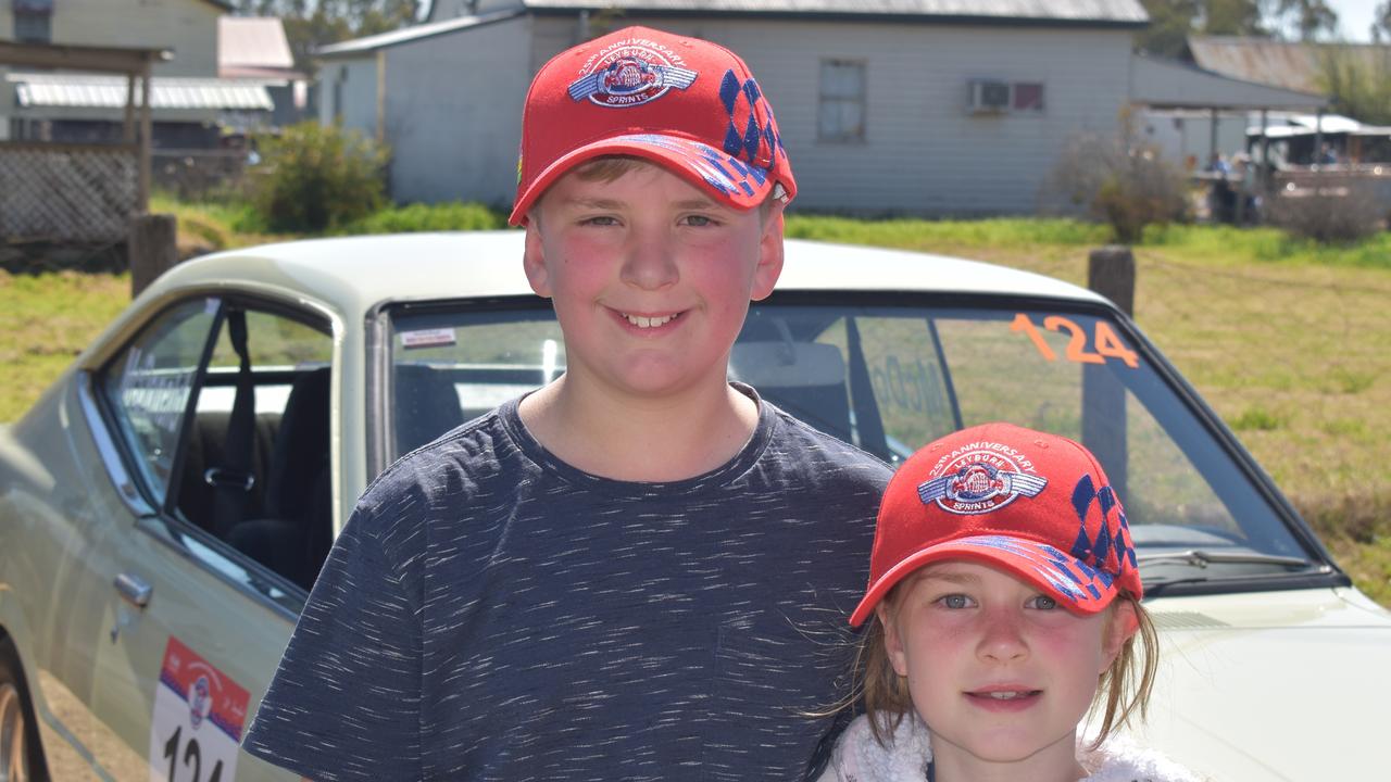 Cooper (10) and Zoey (8) Heit from Allora at the Historic Leyburn Sprints 2021. Photo: Madison Mifsud-Ure / Warwick Daily News