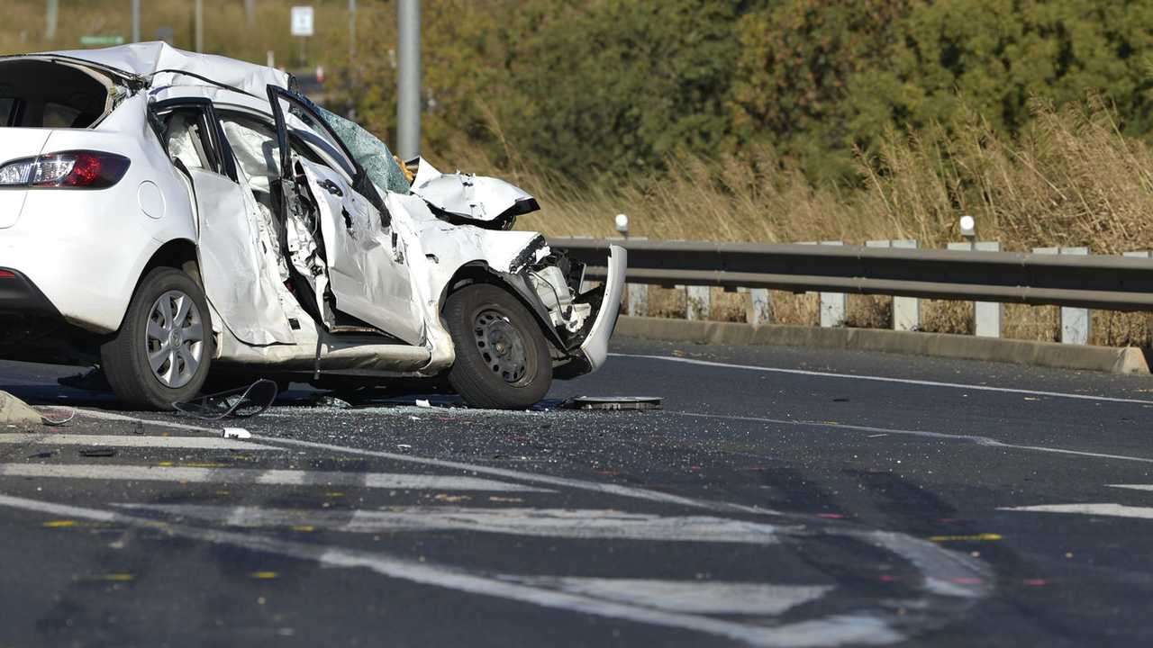 A person died after their car was hit by a B-triple truck this morning. . Picture: Kevin Farmer