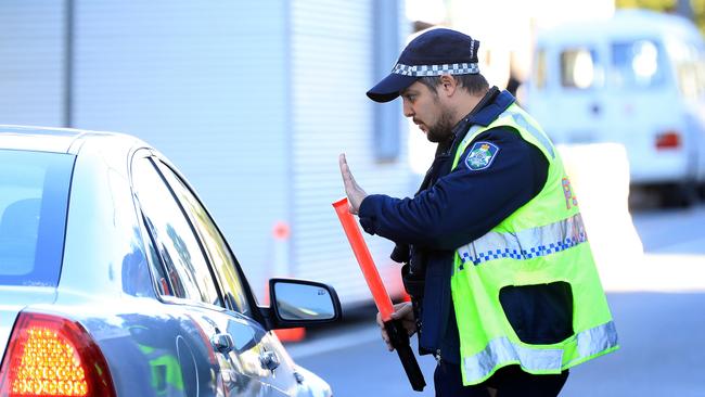 Police continue to patrol the border at Griffith Street Coolangatta protecting Queensland from the Covid threat. Pics Adam Head