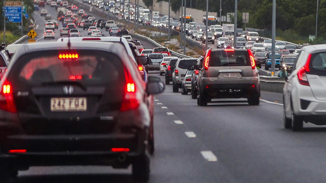 A crash involving a motorbike and two cars has shut eastbound lanes of the Logan Mwy near Larapinta. File picture
