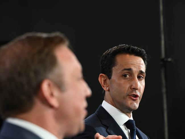 22/10/2024:  QLD Premier Steven Miles and LNP leader David Crisafulli during the Sky News and The Courier Mail  PeopleÃ¢â¬â¢s Forum at Suncorp Stadium, Brisbane. pic: Lyndon Mechielsen/Courier Mail