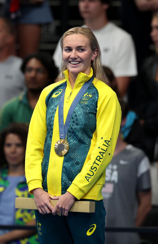 NCA. PARIS FRANCE 2024 OLYMPIC GAMES. July 27 – Day1Ã&#137; Ariarne Titmus wins gold during the Final of the WomenÃ&#149;s 400m Freestyle at the Paris La Defense Arena. Picture: Adam Head