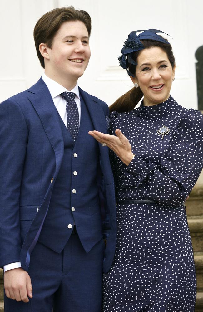Prince Christian and Princess Mary pose for a picture following his private confirmation ceremony at Fredensborg Castle Church. Picture: Keld Navntoft/Ritzau Scanpix/AFP