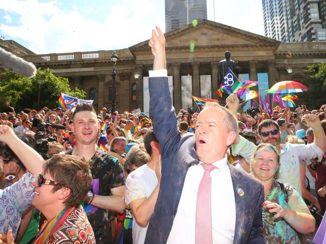 Labor leader Bill Shorten provided a jarring moment during Wednesday’s celebrations. Picture: Scott Barbour/Getty Images