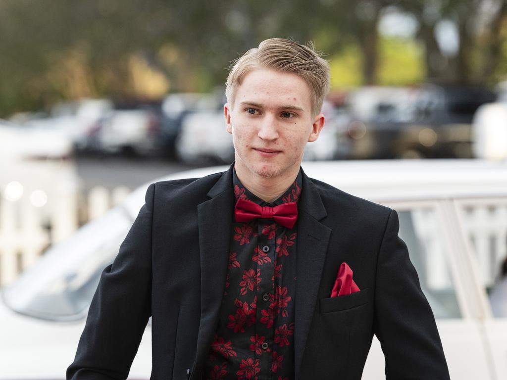 Graduate Cooper Sihvola arrives at The Industry School formal at Clifford Park Racecourse, Tuesday, November 12, 2024. Picture: Kevin Farmer