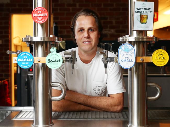 16/06/20 Lawrence Dowd is the managing director of Colonial Brewing Co, pictured in their South Melbourne Brewery. Colonial Brewing Co will consider whether its feasible to change its name after falling foul of racism activists have are calling for the brand of beer to be destocked from bottleshops despite the company having inhertited the name, which is not founded on any celebration of colonisation. Aaron Francis/The Australian