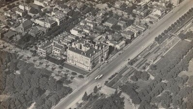 An aerial view of the Cliveden Mansions in the mid-1920s. Picture: State Library of Victoria