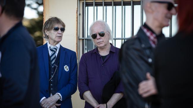 Musicians Jeff Duff, Rob Younger and Dave Kettley (L to R) at the celebration. Picture: (AAP Image / Julian Andrews).