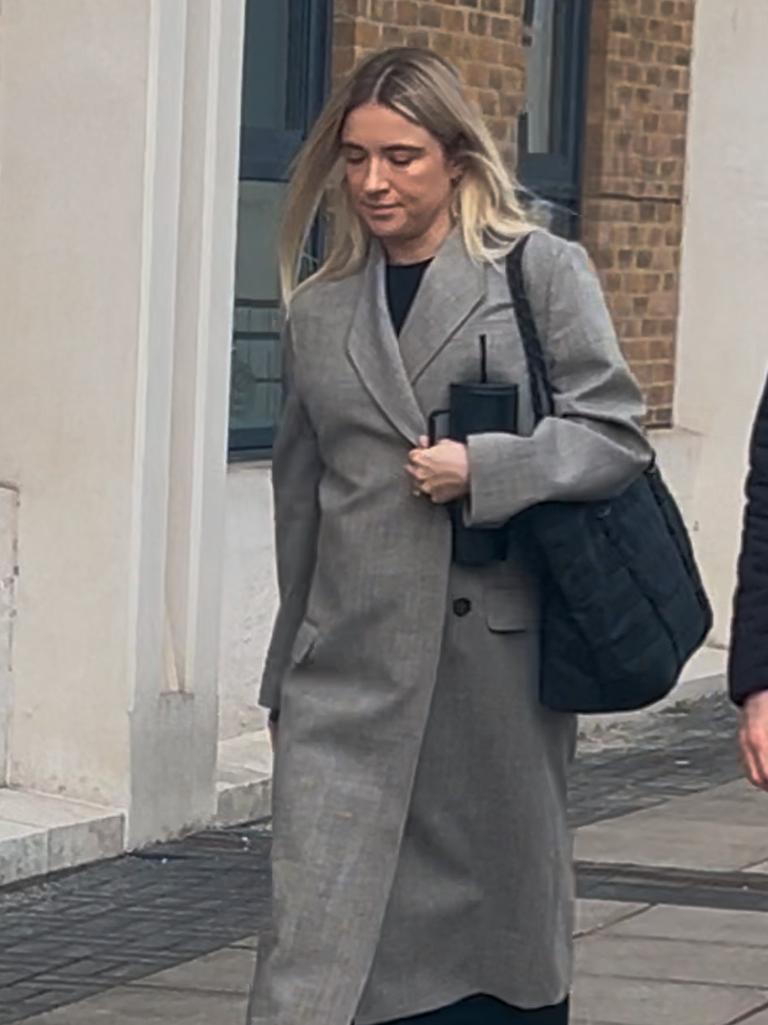 Kristie Mewis, the fiancée of Sam Kerr leaving Kingston-on-Thames Crown Court in London on Wednesday. Photo: Sophie Elsworth.