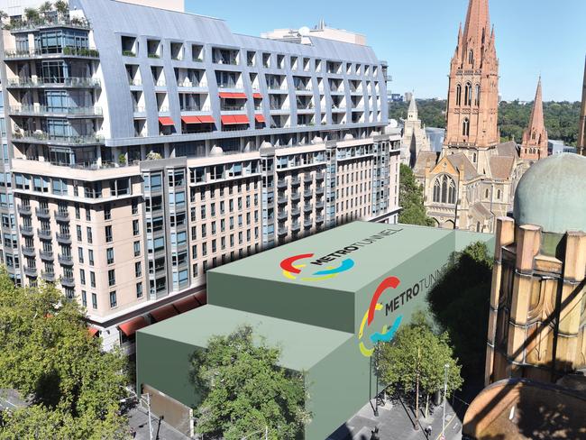 An artist’s impression of a big shed over City Square during Metro rail works