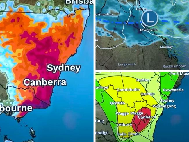 Dangerous weather conditions across eastern Australia expected this weekend. Pictures: BOM.