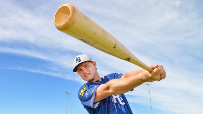 Curtis Mead, one of Adelaide Giants leading hitters at West Beach. Picture: Brenton Edwards