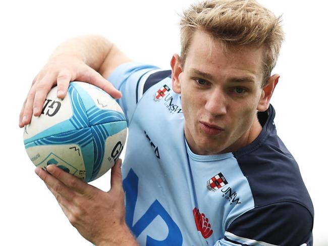 SYDNEY, AUSTRALIA - MARCH 28:  Max Jorgensen takes part in a Waratahs training session during a Rugby Australia media opportunity at NSW Rugby on March 28, 2024 in Sydney, Australia.  (Photo by Matt King/Getty Images)