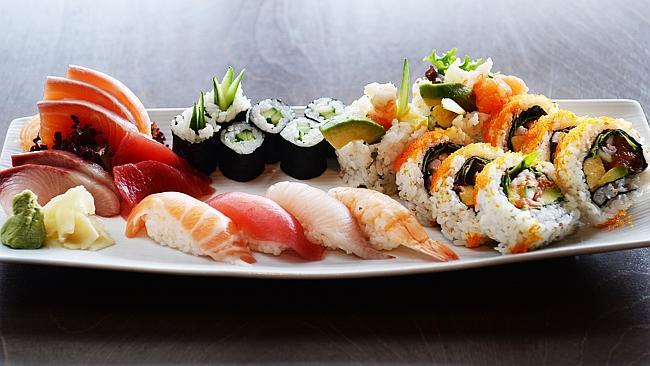 Waka’s assorted sashami, sushi selection and the Manly roll. Picture: Braden Fastier.