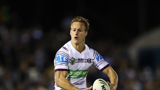 Manly's Daly Cherry-Evans makes a break against Cronulla on Sunday. Picture: Brett Costello.