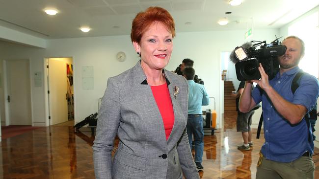 Senator Pauline Hanson wants the media to ease up on Barnaby Joyce. Picture: Kym Smith