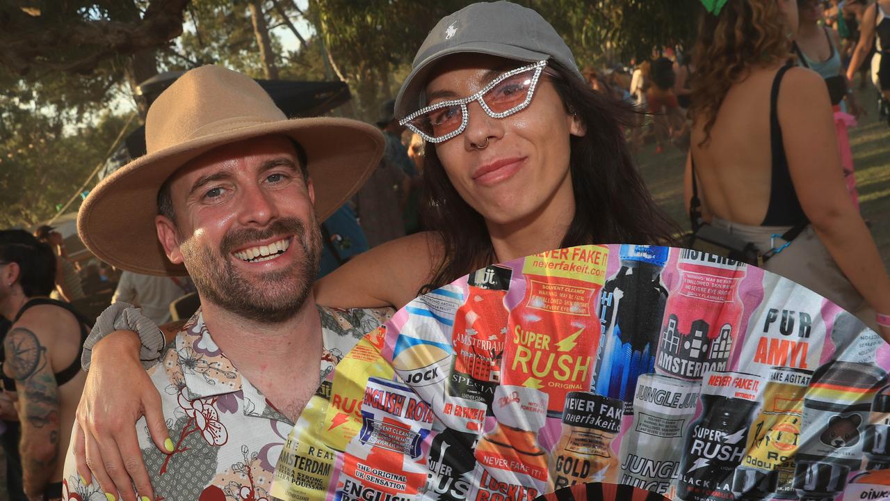 Michael Larkin and Jenny Atkinson at Golden Plains Festival in March this year. Festivalgoers combated a heatwave during the event. Picture: Mark Wilson