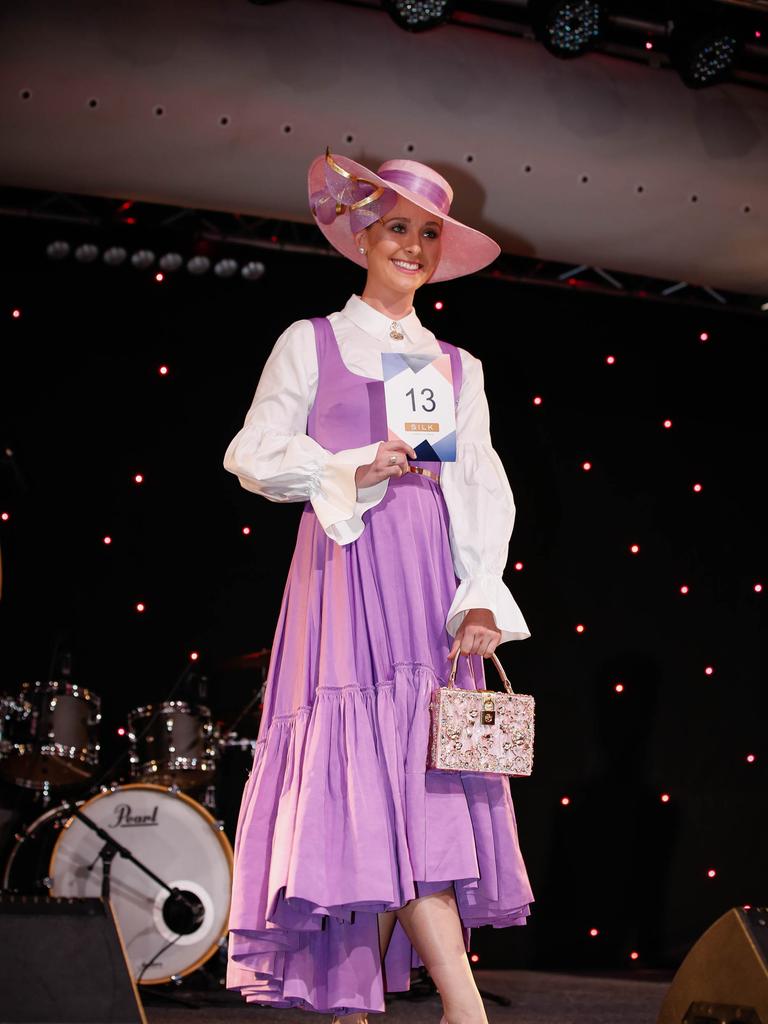 Madeline Cuirn in Fashions on the Field at Bridge Toyota Ladies Day. Picture: GLENN CAMPBELL