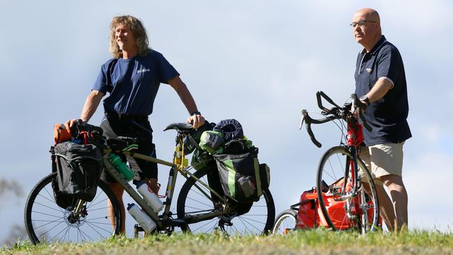 Erich Hoffman and Rashid Khallouf hope their 4000km bike ride from Perth to Macarthur raises thousands of dollars for Lifeline Australia.