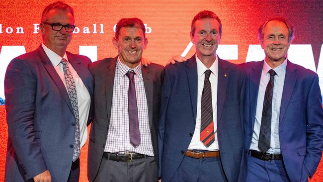 The brothers Daniher: Anthony, Chris, Neale and Terry together at the Bombers’ celebration. Picture: Mark Stewart