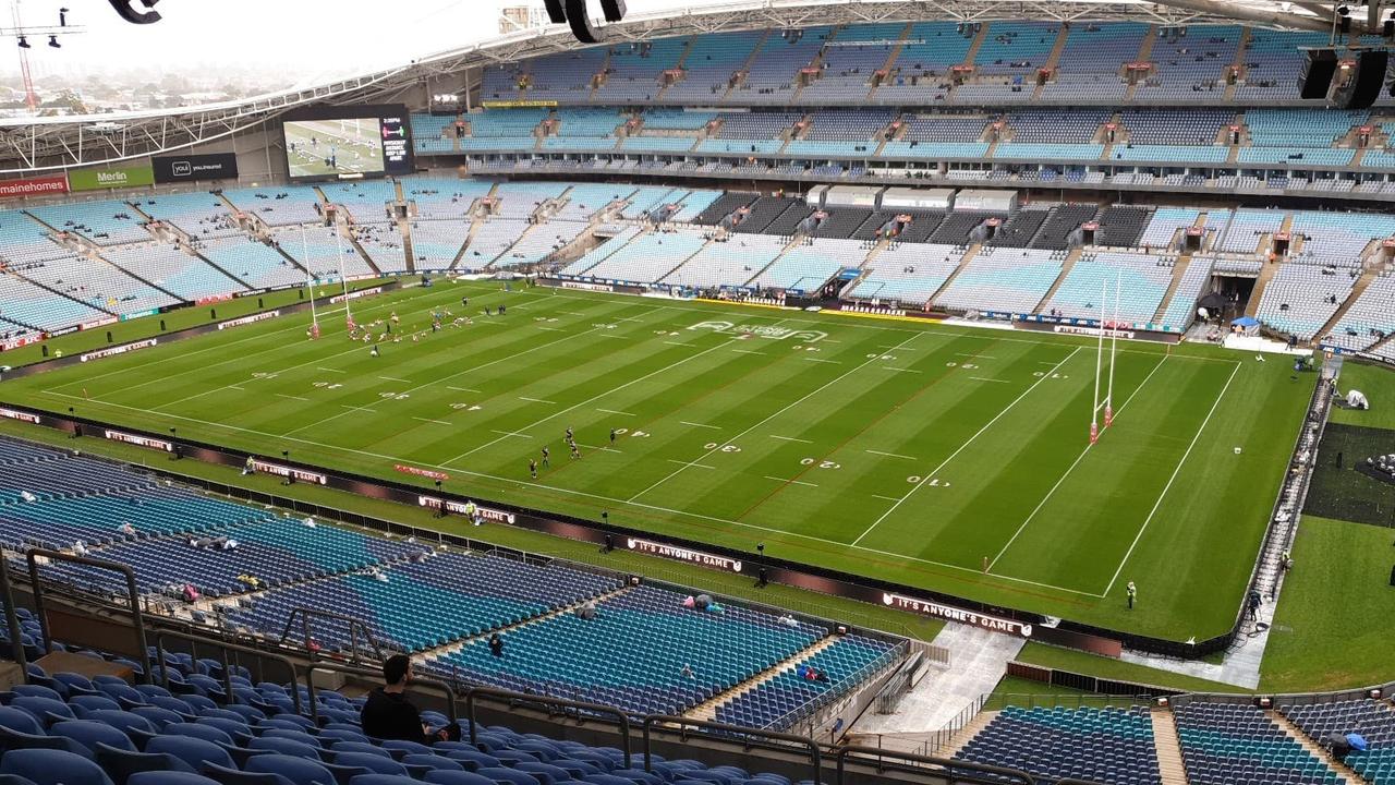 No logos on the ANZ Stadium surface.