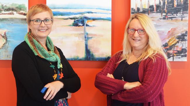 Loretta Grayson and Karina Devine can't contain after three months of the Warwick Art Gallery closure.