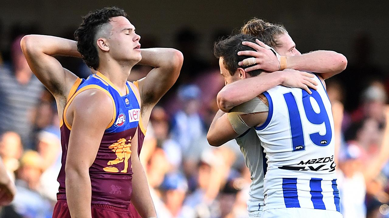 Cameron Rayner reacts after missing a shot just before the siren.