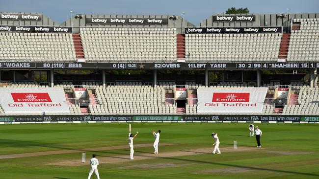 Victory at Old Trafford — before a non-existent crows. Picture: Getty Images