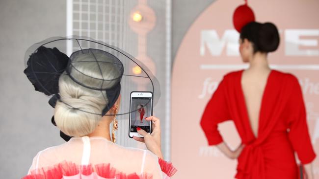 Covering all angles at Myer Fashions on the Field. Picture: Getty