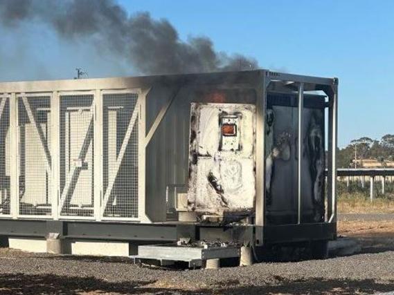 A solar farm fire near Raywood in central Victoria. Picture: Supplied