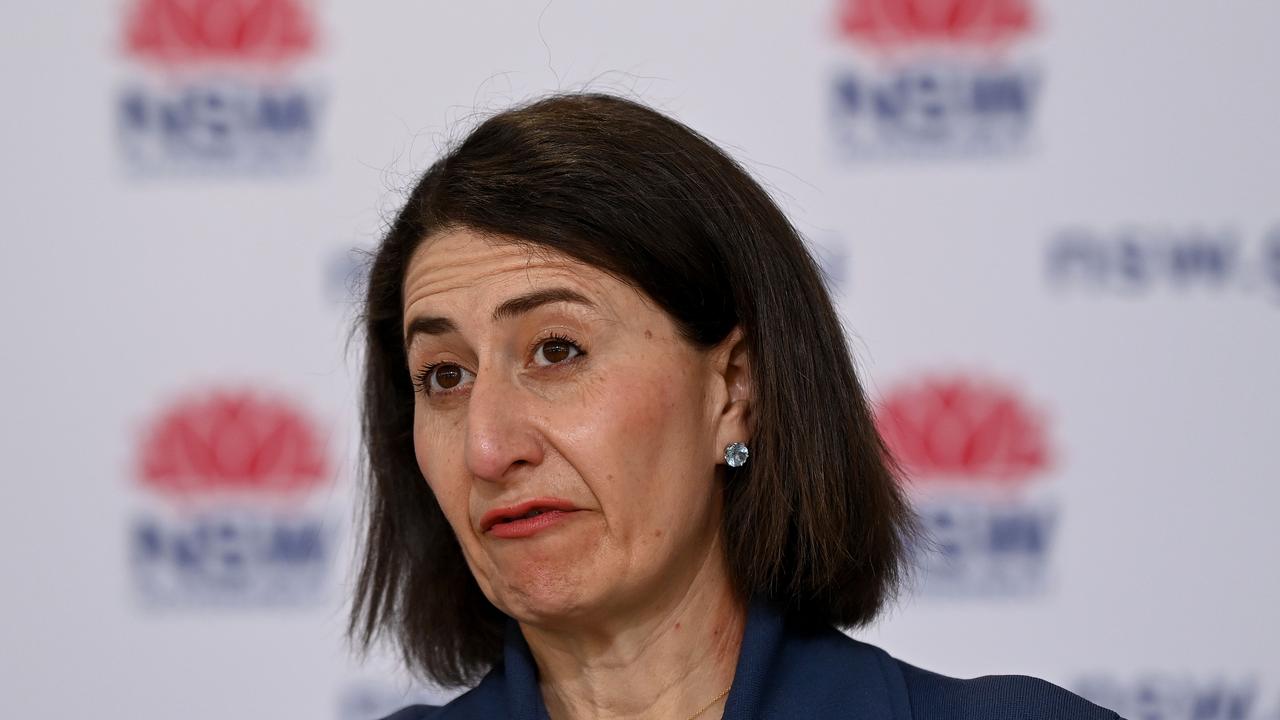 Gladys Berejiklian was probed about why Bunnings is open. Picture: Bianca De Marchi / NCA NewsWire